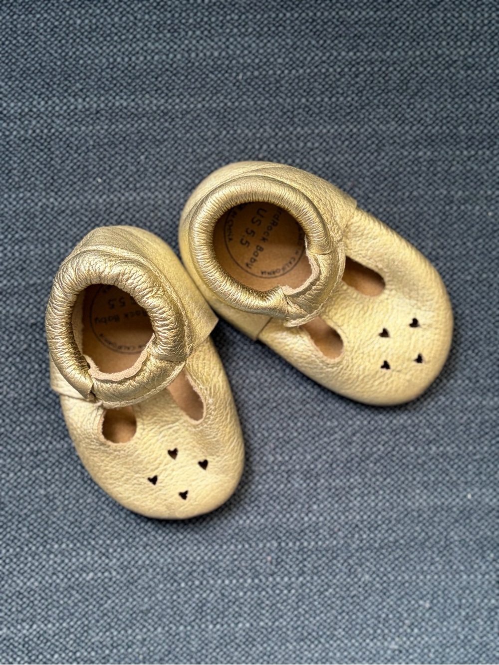 Baby Mary Jane Soft Leather Shoes in Gold